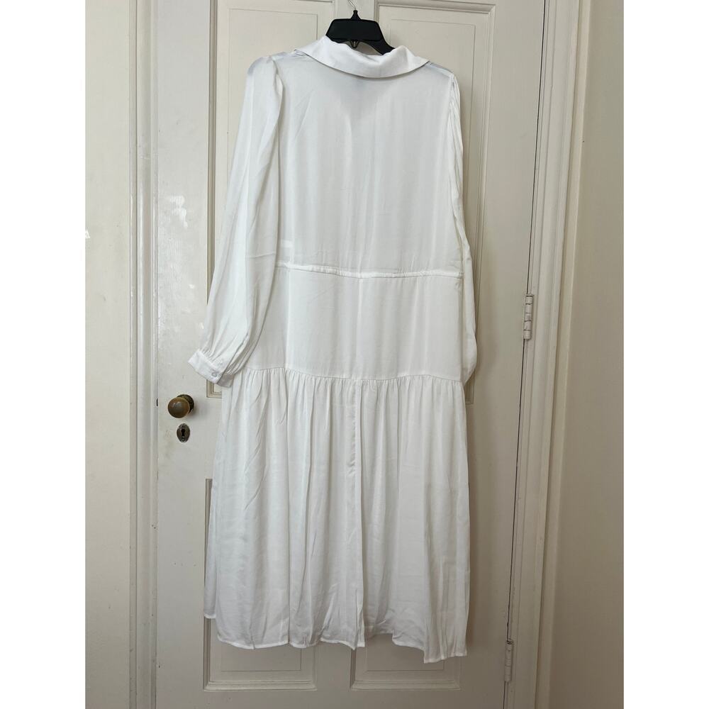 Forever 21 sheer white tie-front shirt long midi dress - large - Picture 4 of 8